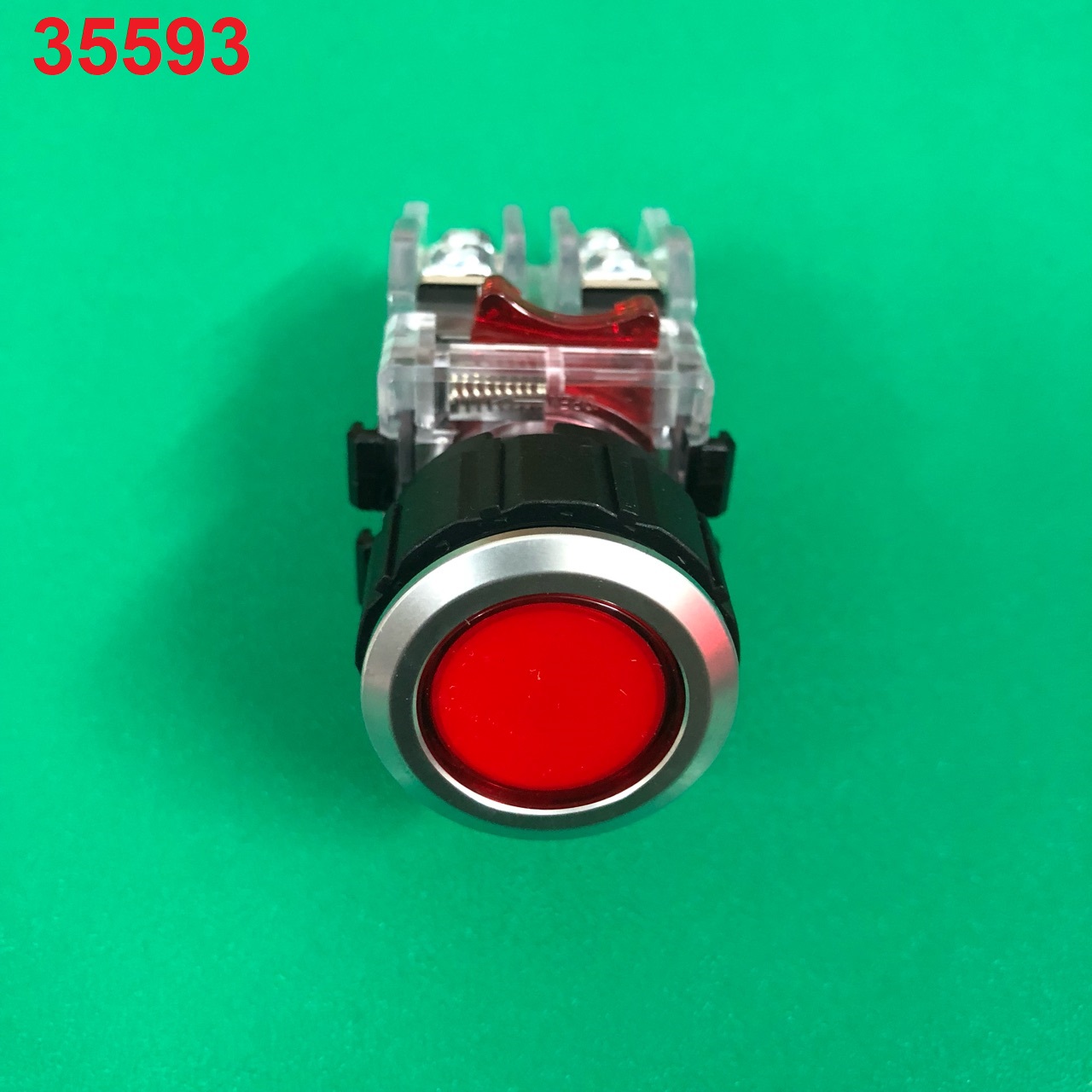Nút nhấn không đèn viền nhôm HANYOUNG MRF-NM1R, phi 22 1NO + 1NC, màu đỏ