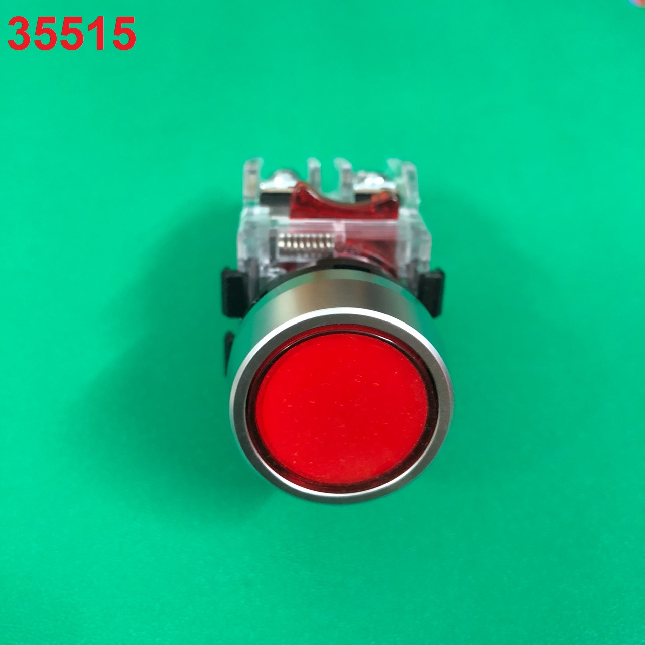 Nút nhấn không đèn viền nhôm HANYOUNG MRF-RM1 (màu đỏ), phi 22 m