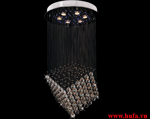 Đèn pha lê thả trần 119 hạt, led 36w, kích thước D600xH900mm HUFA FT 6001