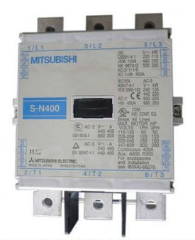 Khởi động từ Contactor MITSUBISHI 3P AC200V 450A S-N400, tiếp điểm 2NO+2NC