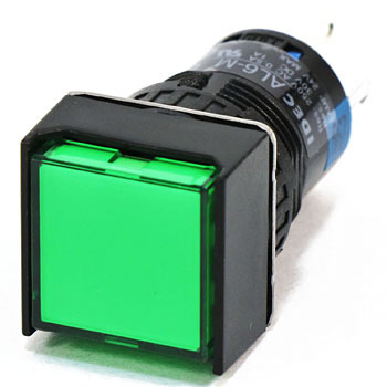 Nút nhấn có đèn loại vuông IDEC AL6Q-M14GC, màu xanh 24VDC
