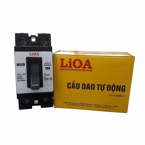 Cầu dao điện 2 pha 20A LIOA MCCB2P2E/20A