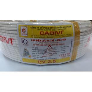 Dây cáp điện Cadivi CV-2.5 màu trắng, ruột đồng cách điện PVC , cuộn 100m
