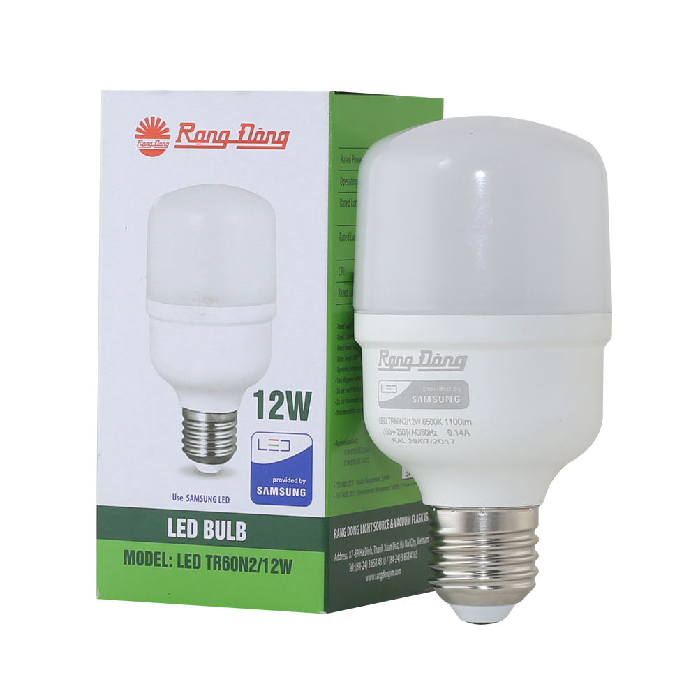 Bóng đèn led buld trụ 12W RangDong LED TR60N2 (5000K)