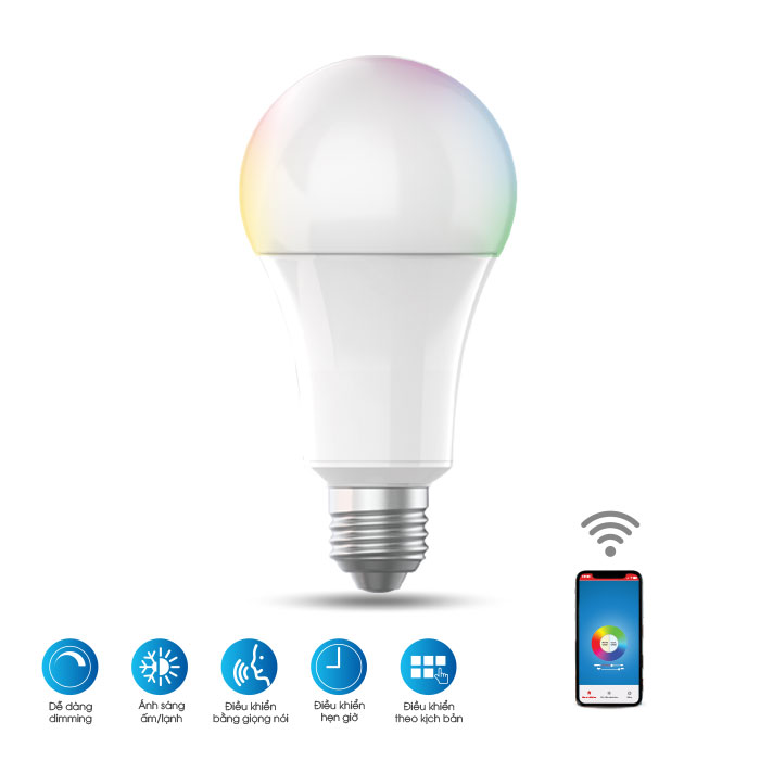 Đèn Led Bulb RGB 9W điều khiển bằng Smartphone