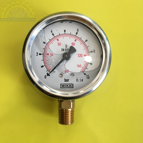 Đồng hồ đo áp suất Wika 213.53.63, 0-10 bar mặt 63mm, kết nối ren 1/4inch