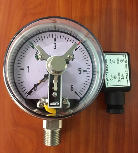 Đồng hồ áp suất 3 kim đường kính mặt 100mm (0-400kg/cm2),  DC 24V hoặc AC 220V, Chân ren kết nối: 1/4'' và 1/2''