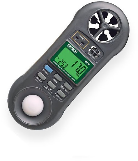 Máy đo nhiệt đô, độ ẩm, tốc độ gió, ánh sáng Extech 45170, màn hình LCD dùng pin 9V