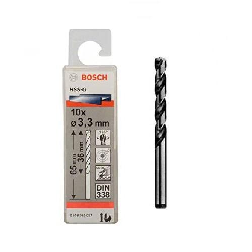 Mũi khoan sắt HSS-G BOSCH 2608595057, 3.3x65mm (10 mũi/hộp)