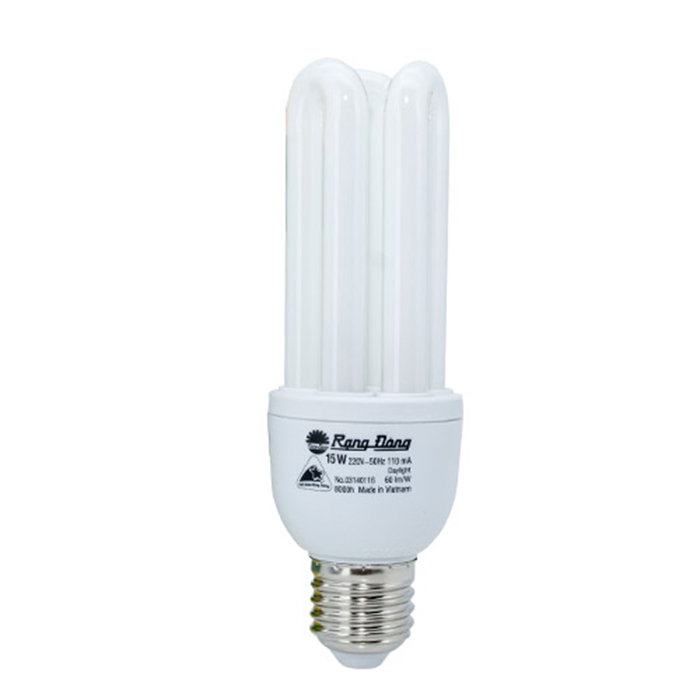 Bóng đèn compact chữ U 15W RẠNG ĐÔNG CFL 3UT4 15W H8 (ánh sáng vàng)