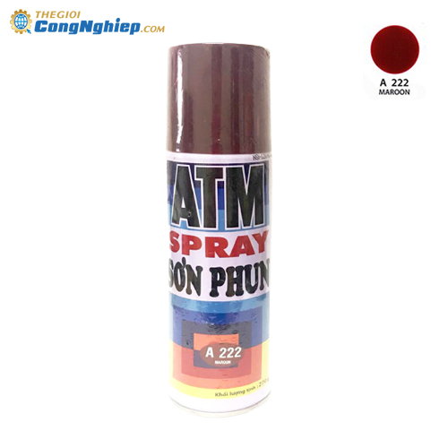 Sơn xịt atm spray A222 màu nâu sẫm 400ml (maroon), 12 chai/ 1 thùng