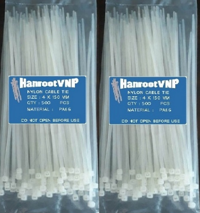 Dây rút nhựa màu trắng 10x500mm HanrootVNP nhựa PA66 chịu lực 22kg, 100 sợi/gói