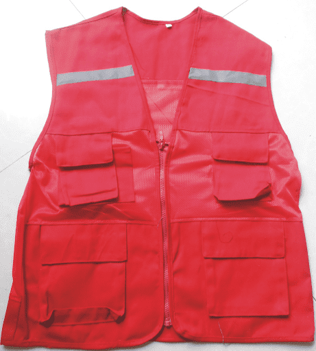 Áo Gile vải phối lưới phản quang màu đỏ, có túi Nobrand 27370