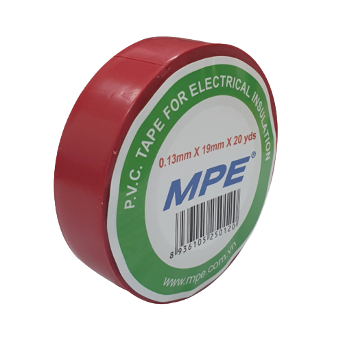 Băng keo điện MPE BKR-20 màu đỏ, kích thước 0.13mm x 19mm x 20 yard