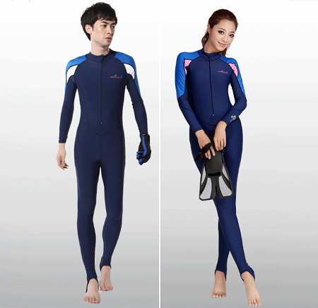 Bộ đồ bơi dài tay nam nữ, chất liệu vải chống tia UV, size L chiều cao 155-170cm, cân nặng 57-65kg, màu xanh, hàng Oem