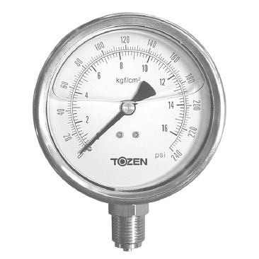 Đồng hồ áp suất có dầu Tozen SP07CA, dải đo 0-240Psi, kích thước mặt 100mm