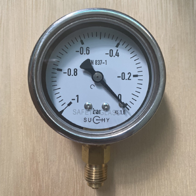 Đồng hồ đo áp suất Wika 232.50, dải đo -1-0 bar (-0.1Mpa-0), kích thước mặt 63mm, chân đứng kết nối NPT1/2