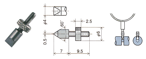 Đầu đo cho đồng hồ đo độ dày điện tử Peacock XB-707, chiều dài 16,5mm, kích thước tiếp xúc 4x0.5 mm