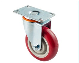 Bánh xe đẩy màu đỏ xoay φ75 x 25mm PhongThanh B75U20, nhựa TPU, không khóa, tải trọng 60kg,