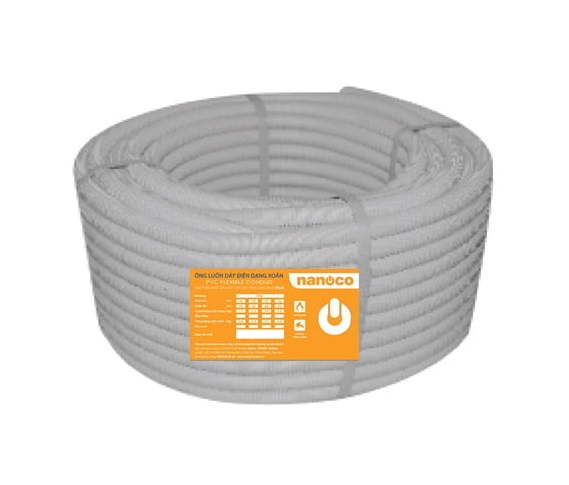 Ống ruột gà luồn dây điện HDPE nanoco FRG25PE, ø25mm, dạng xoắn, màu xám/xanh