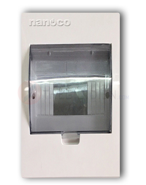 Tủ điện Nanoco NDP104, mặt nhựa, đế kim loại, 2-4 đường, 200x125x58