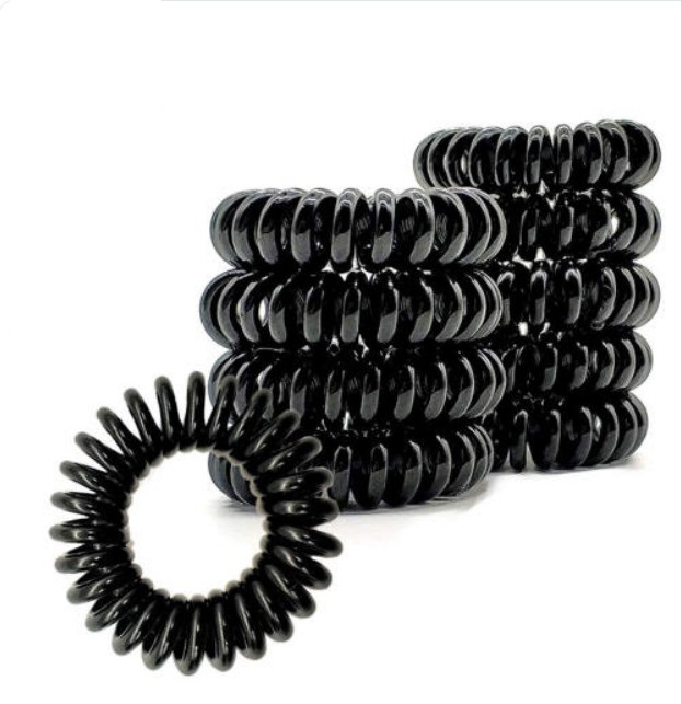 Dây buộc tóc nhựa xoắn lò xo co giãn màu đen trơn loại (5cm)