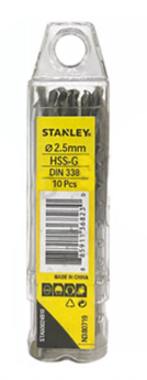 Hộp mũi khoan sắt 2.5mm Stanley STA50024B10 (hộp 10 mũi)