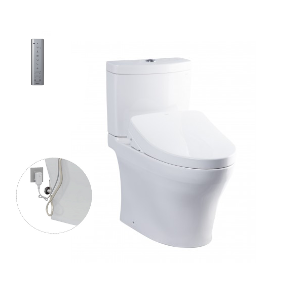 Bàn cầu hai khối Toto CS769DRW11, kèm nắp rửa điện tử WASHLET dòng S7. Phụ kiện bao gồm bích nối sàn, van dừng