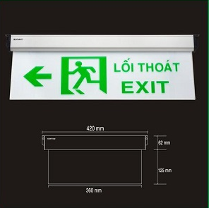 Đèn exit thoát hiểm 2 mặt Kentom KT-660 (nền xanh chữ trắng)