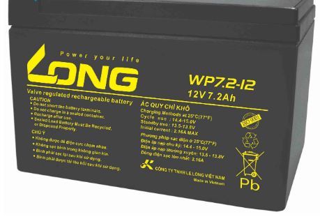 Bình ắc quy kín khí (AGM VLRA) Long WP7.2-12, dòng 12V 7.2Ah