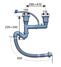 Bộ xi phông ống xả chậu rửa bát Zento XP148