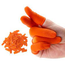 Bọc ngón tay lao động gai sần tăng độ bám, ma sát chống tĩnh điện chống thấm co giãn tốt màu cam gói 100pce Oem-3183