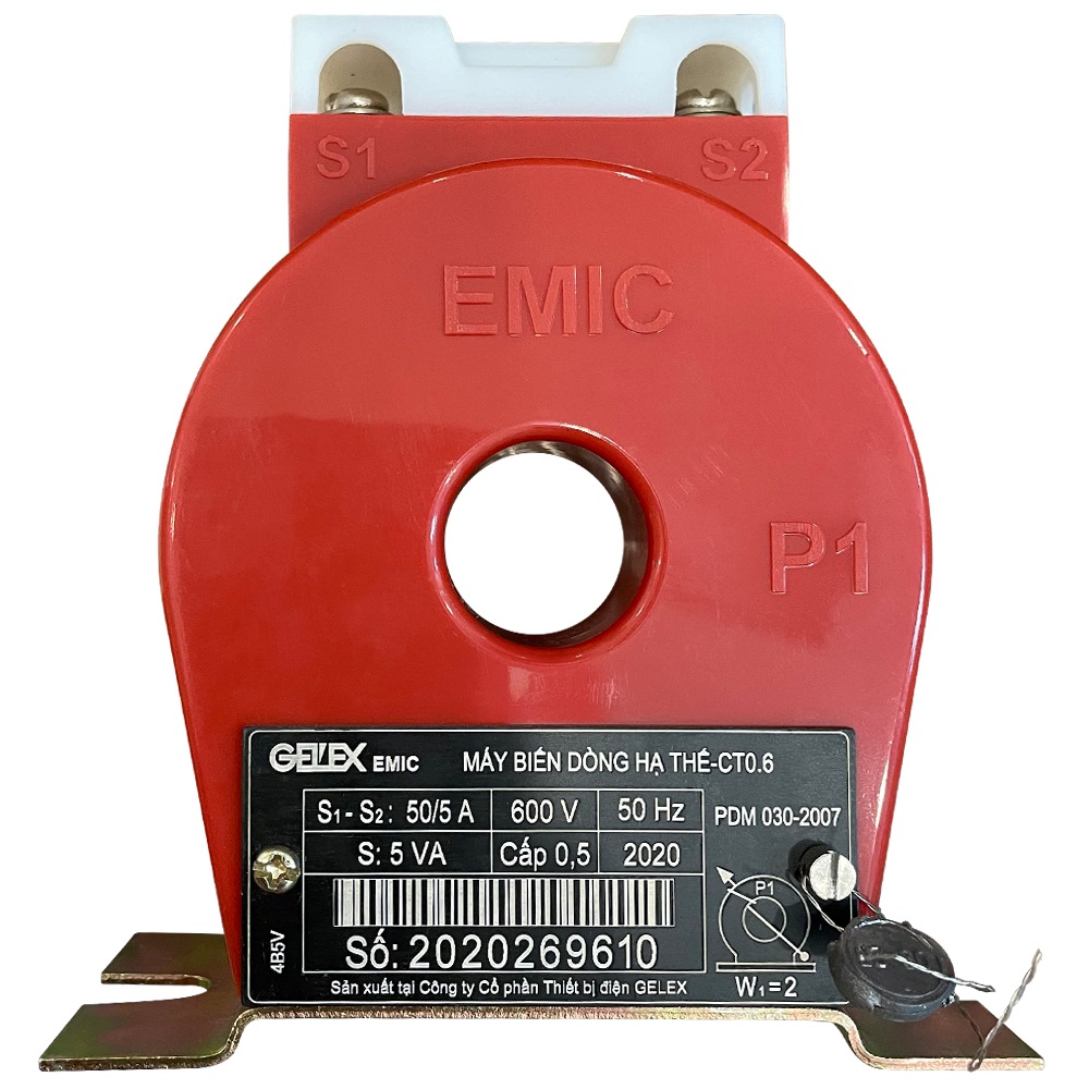 Biến dòng đo lường hạ thế Emic CT0.6 50/5A - 600VAC ( kiểu EM4H01 - 1 tỷ số )