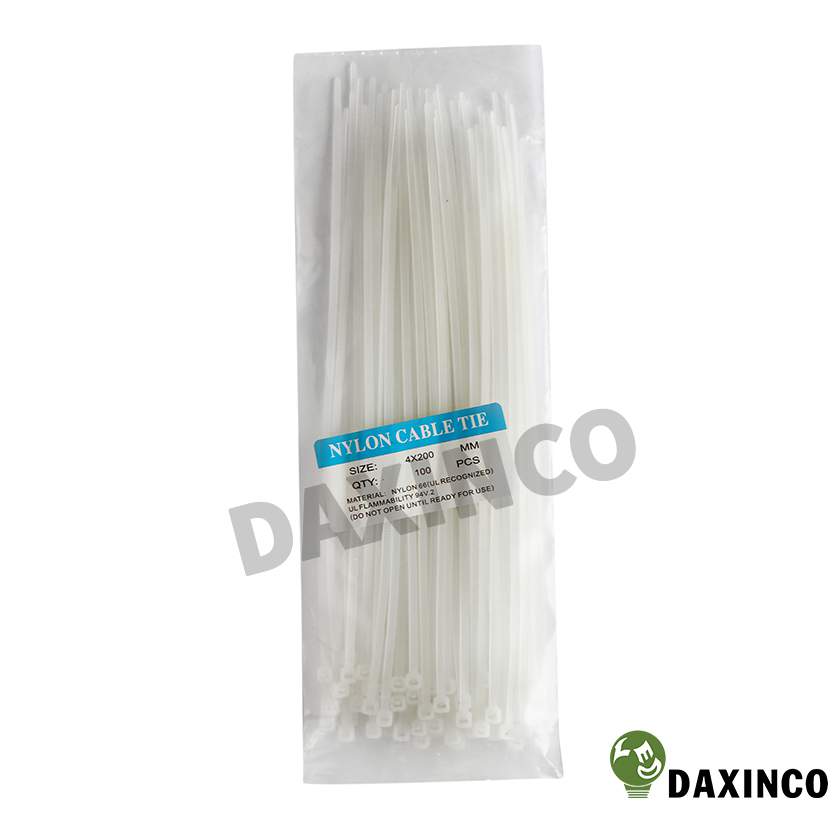 Dây rút nhựa màu đen Daxinco 4×200 (100 sợi/ bao) 