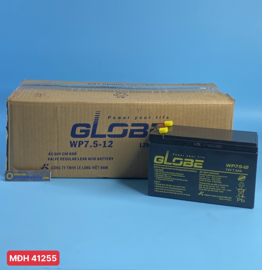 Bình ắc quy kín khí GLOBE WP7.5-12, 12V-7.5Ah 