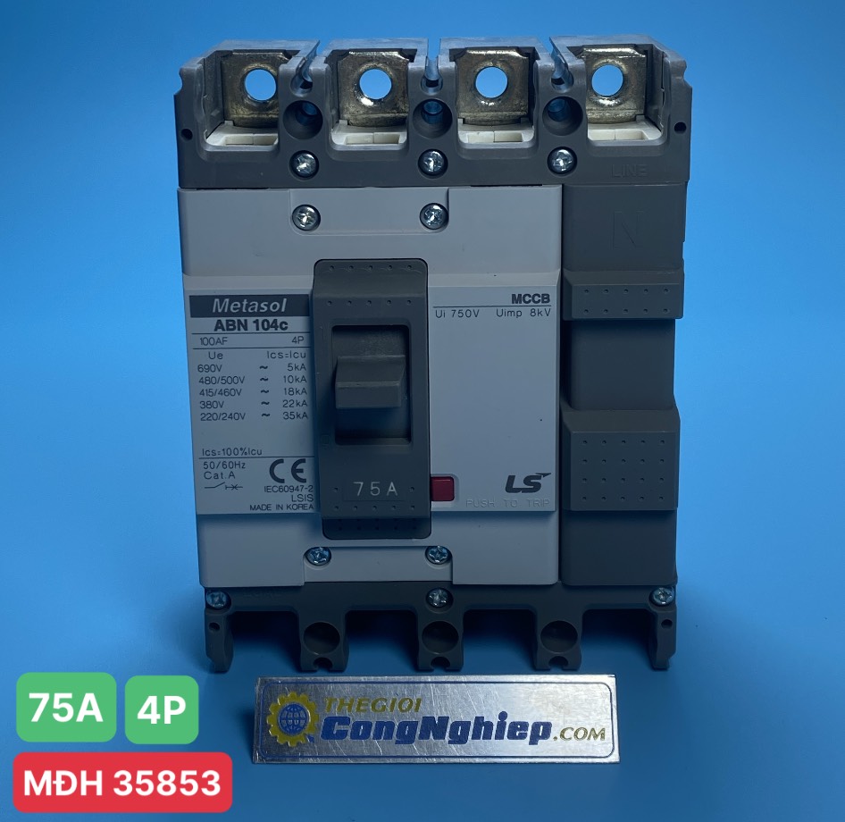 Cầu dao tự động MCCB (Aptomat) LS ABN104c 75A, khối 4 pha