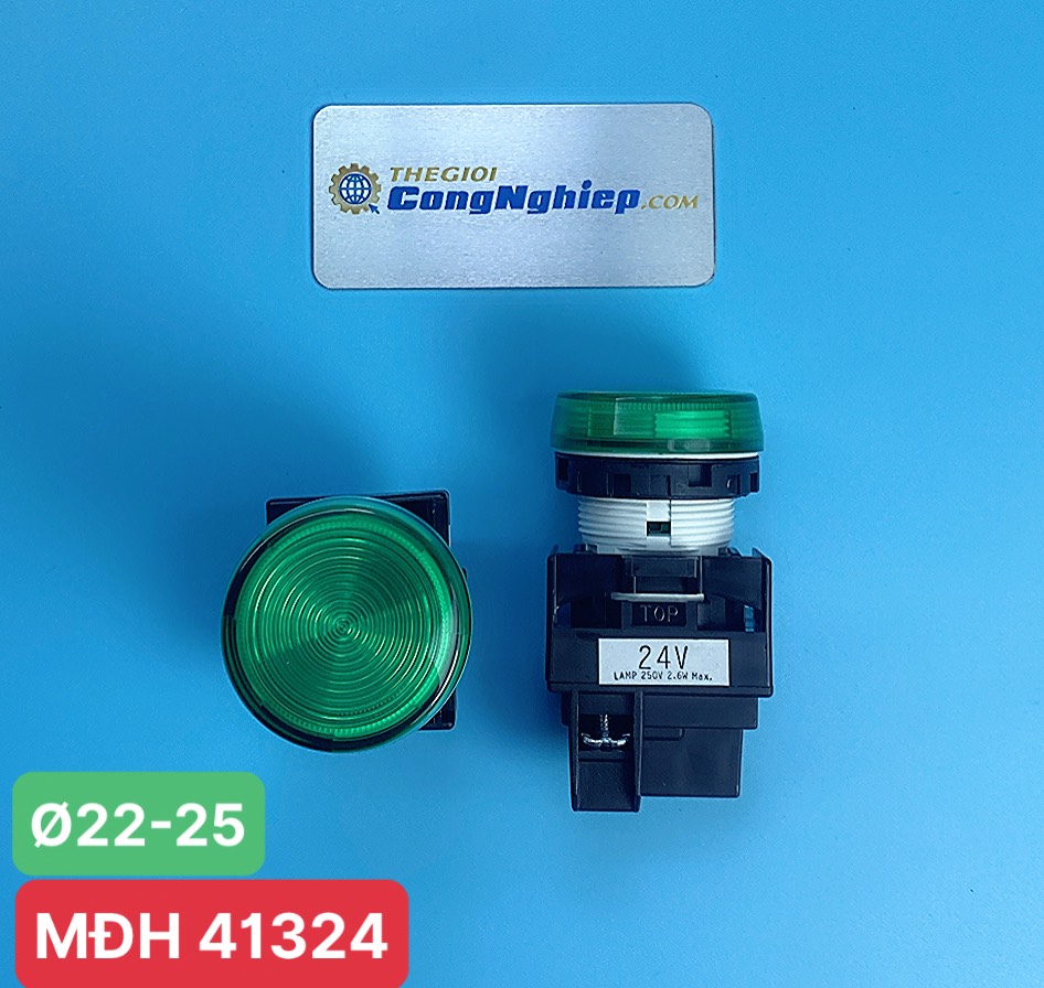 Đèn báo phẳng phi 22 - 25 IDEC YW1P- 1EQ4G, 24V AC/DC, màu xanh lá