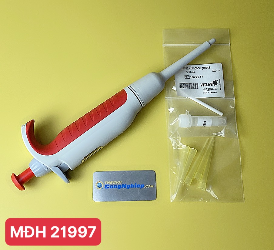 Dụng cụ hút mẫu Vitlab 1641006 Micropipette thay đổi thể tích 20-200ul.