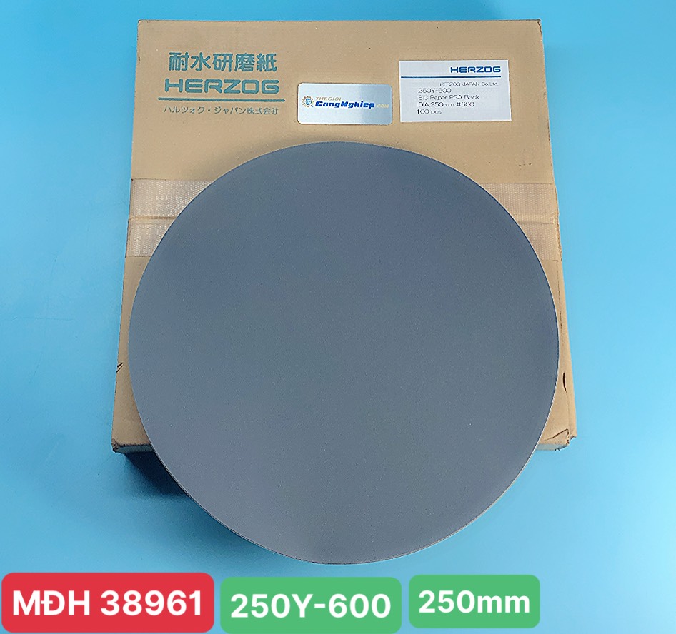 Giấy mài mẫu đường kính 250mm, độ mịn grit #600, có dính mặt sau