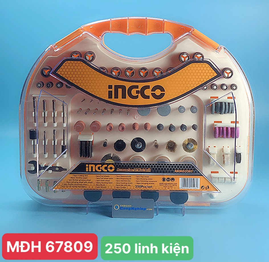 Bộ 250 linh kiện khoan mini INGCO AKMG2501