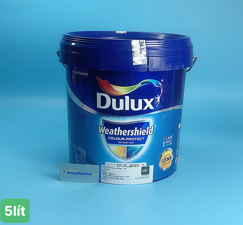 Sơn Dulux Weathershield Colour Protect bề mặt mờ E015 Base A 5L, màu 71754