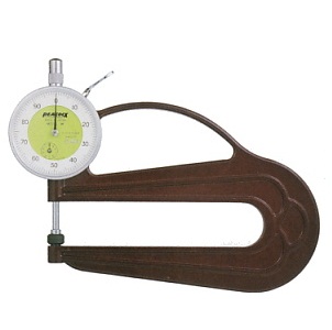 Đồng hồ đo độ dày peacock H-0.4N, dải đo 0 - 10 mm, độ chia 0.01 mm, độ sâu họng 120 mm.